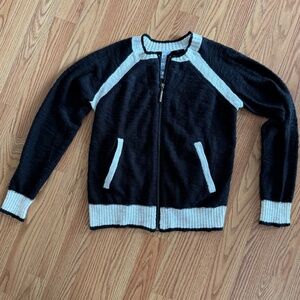 Kensi Full zip Bomber Cardigan Black and Cream